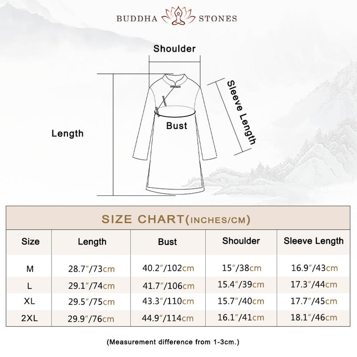 Buddha Stones Solid Color Frog-Button Three Quarter Sleeve Double Layer Cotton Linen Shirt - image 6