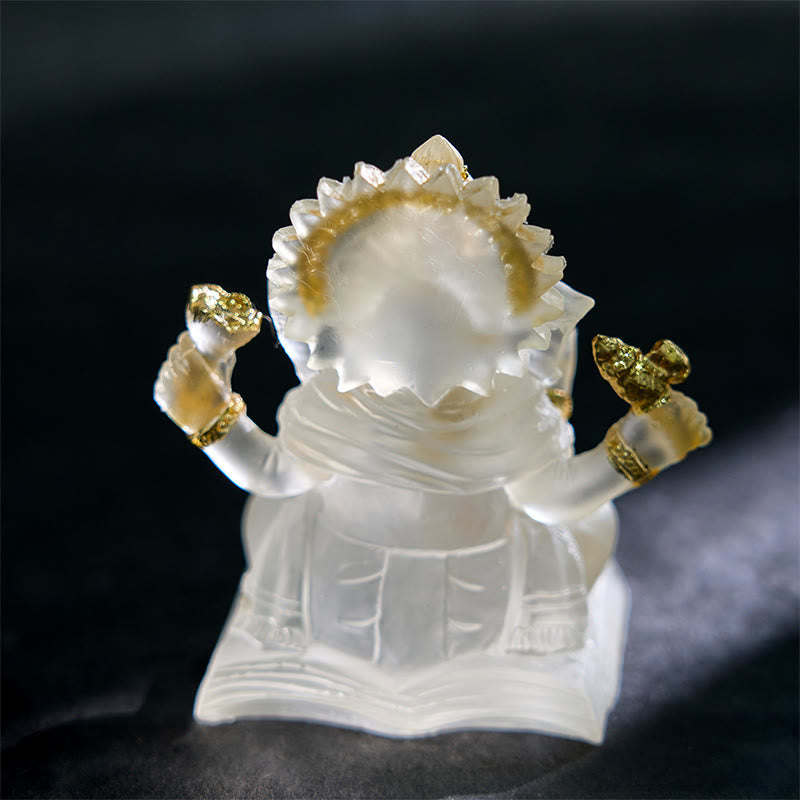 Buddha Stones Transparent White Ganesh Ganpati Elephant Statue Protection Home Resin Decoration