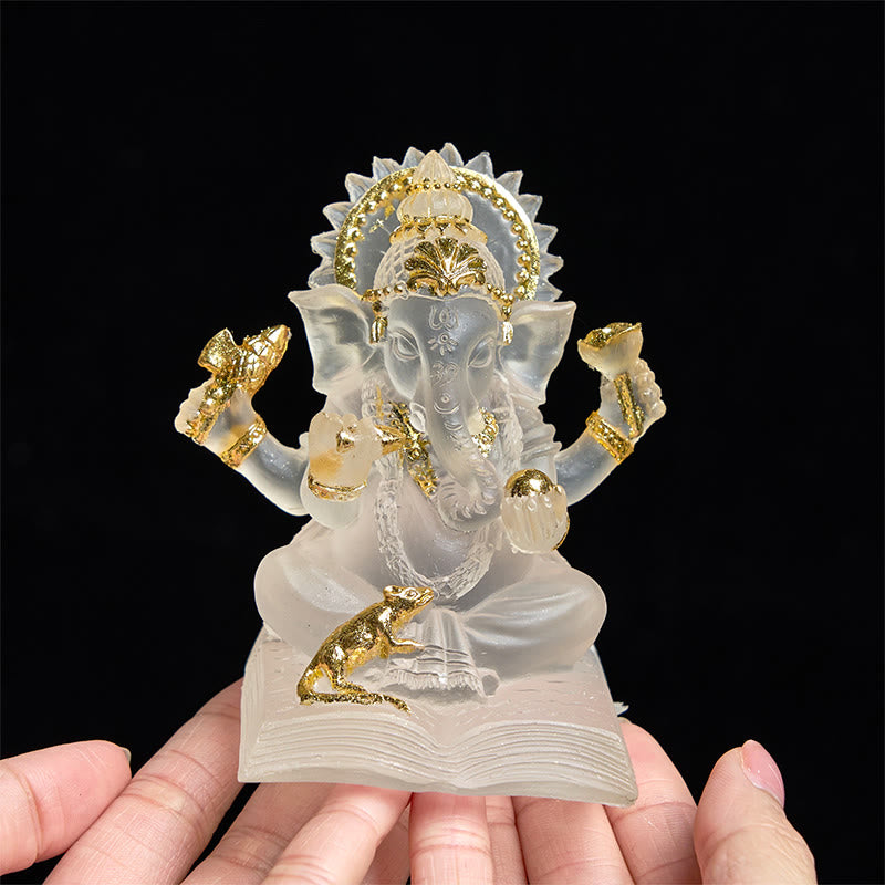 Buddha Stones Transparent White Ganesh Ganpati Elephant Statue Protection Home Resin Decoration