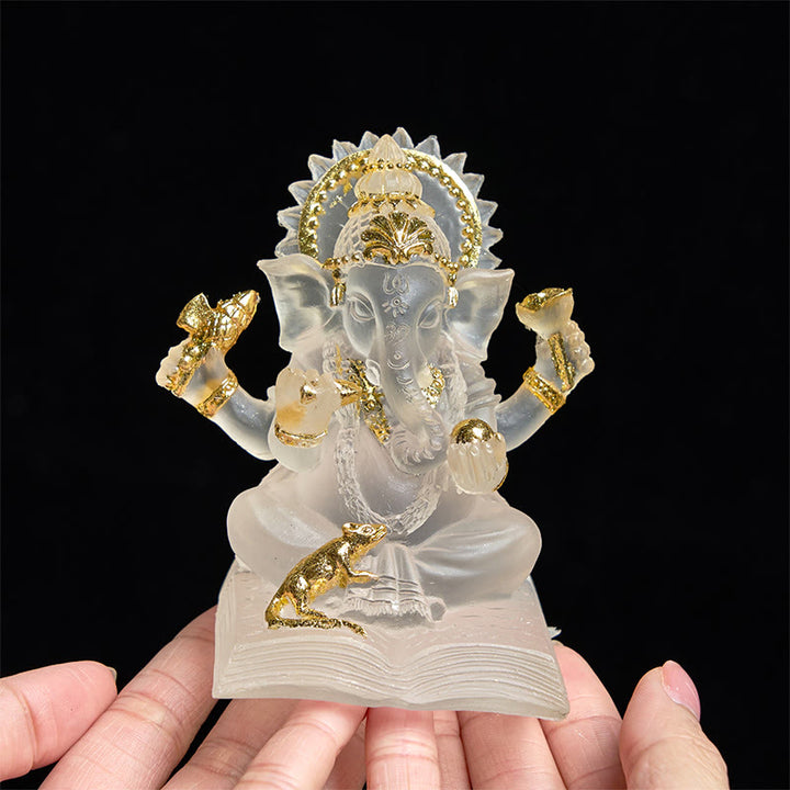 Buddha Stones Transparent White Ganesh Ganpati Elephant Statue Protection Home Resin Decoration