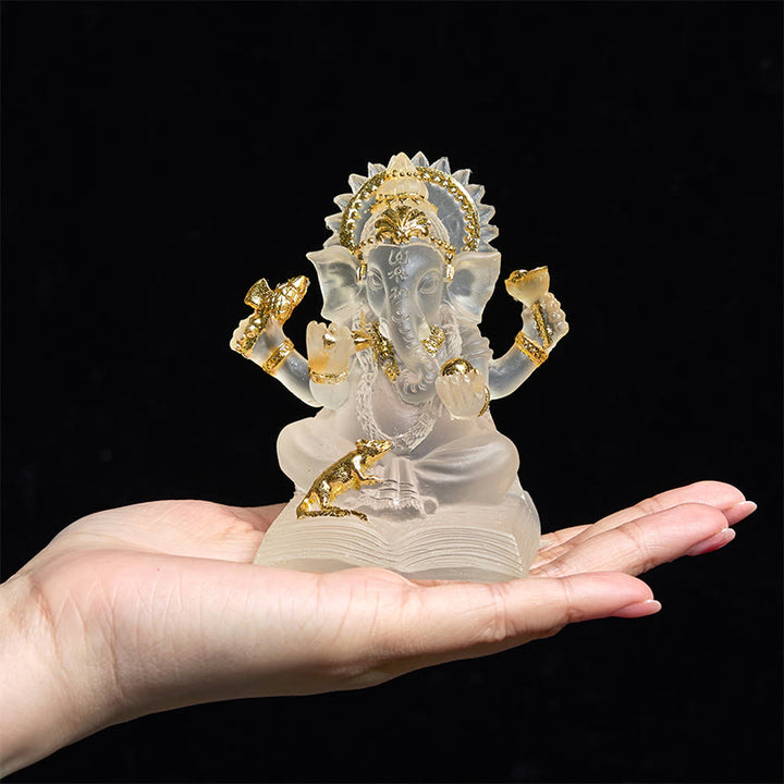 Buddha Stones Transparent White Ganesh Ganpati Elephant Statue Protection Home Resin Decoration