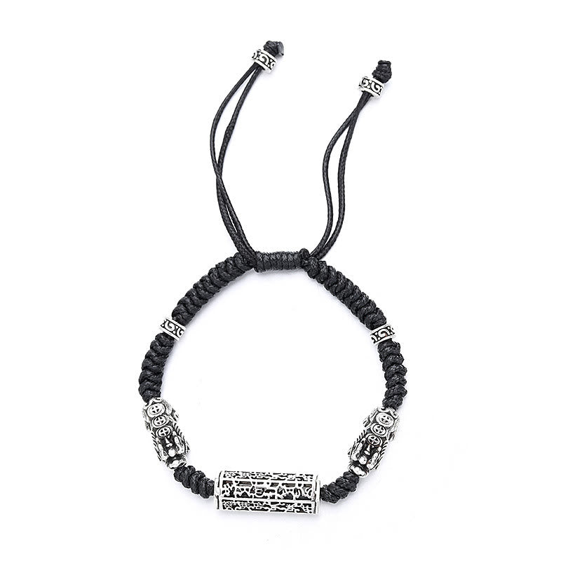 Buddha Stones Tibetan Black String Copper Om Mani Padme Hum Pixiu Protection Braided Bracelet