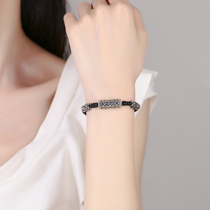 Buddha Stones Tibetan Black String Copper Om Mani Padme Hum Pixiu Protection Braided Bracelet