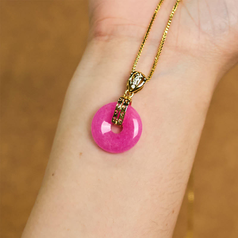 Buddha Stones Purple Jade Peace Buckle Happiness Necklace Pendant