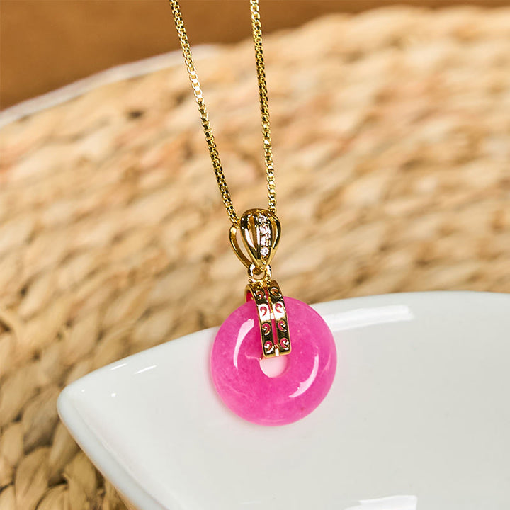 Buddha Stones Purple Jade Peace Buckle Happiness Necklace Pendant
