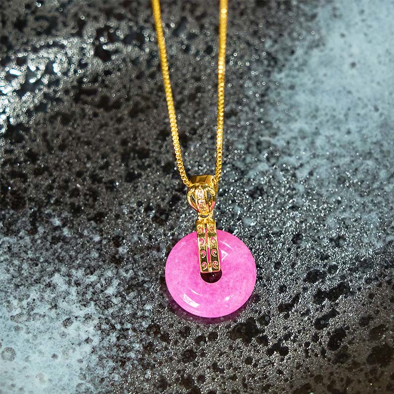 Buddha Stones Purple Jade Peace Buckle Happiness Necklace Pendant