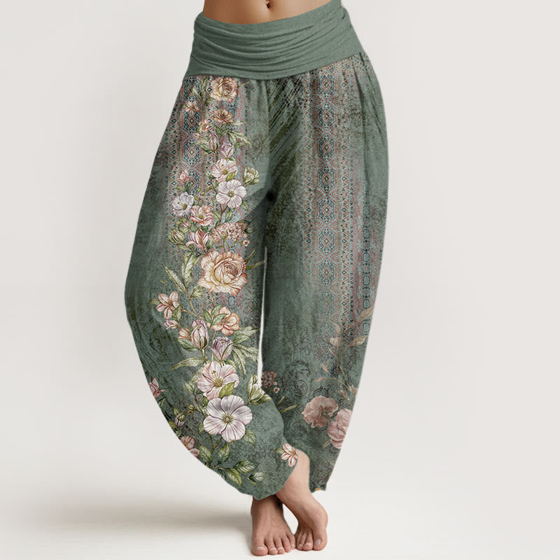 Buddha Stones Ethnic Floral Ethnic Totem Pattern Women's Elastic Waist Harem Pants - MediumSeaGreen - US22,UK/AU26,EU54 (6XL) - image 1