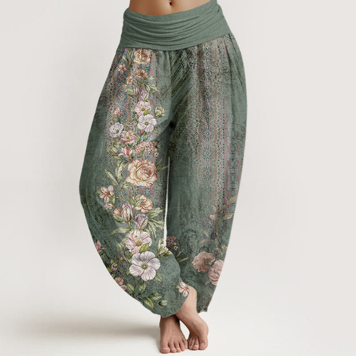 Buddha Stones Ethnic Floral Ethnic Totem Pattern Women's Elastic Waist Harem Pants - MediumSeaGreen - US22,UK/AU26,EU54 (6XL) - image 1