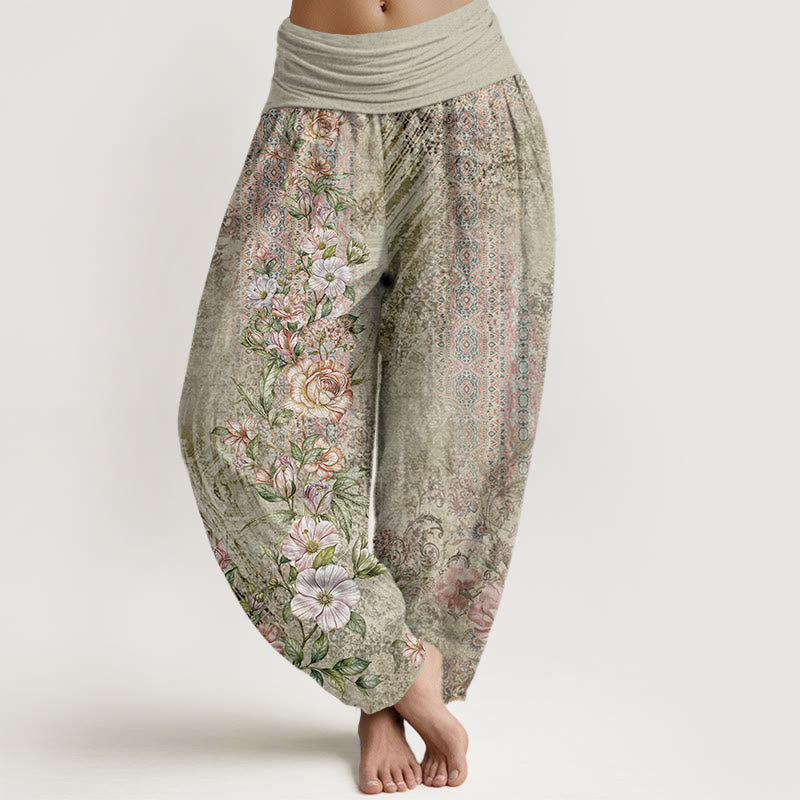 Buddha Stones Ethnic Floral Ethnic Totem Pattern Women's Elastic Waist Harem Pants - DarkSeaGreen - US22,UK/AU26,EU54 (6XL) - image 5