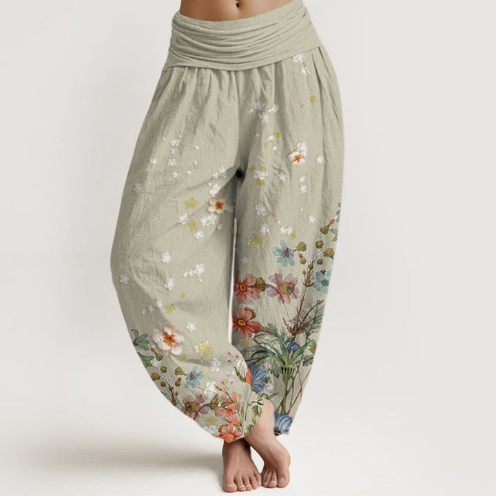 Buddha Stones Various Flowers Pattern Women's Elastic Waist Harem Pants - DarkSeaGreen - US22,UK/AU26,EU54 (6XL) - image 5