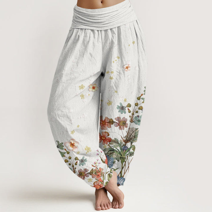 Buddha Stones Various Flowers Pattern Women's Elastic Waist Harem Pants - WhiteSmoke - US22,UK/AU26,EU54 (6XL) - image 8
