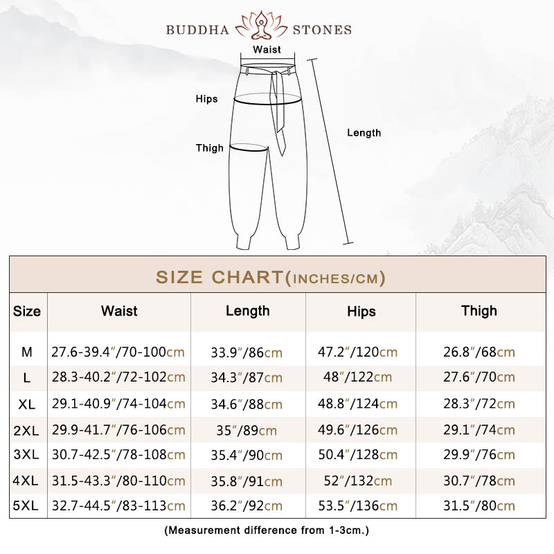 Buddha Stones Ocean Waves Lace-up Cotton Men's Harem Pants With Pockets - image 3