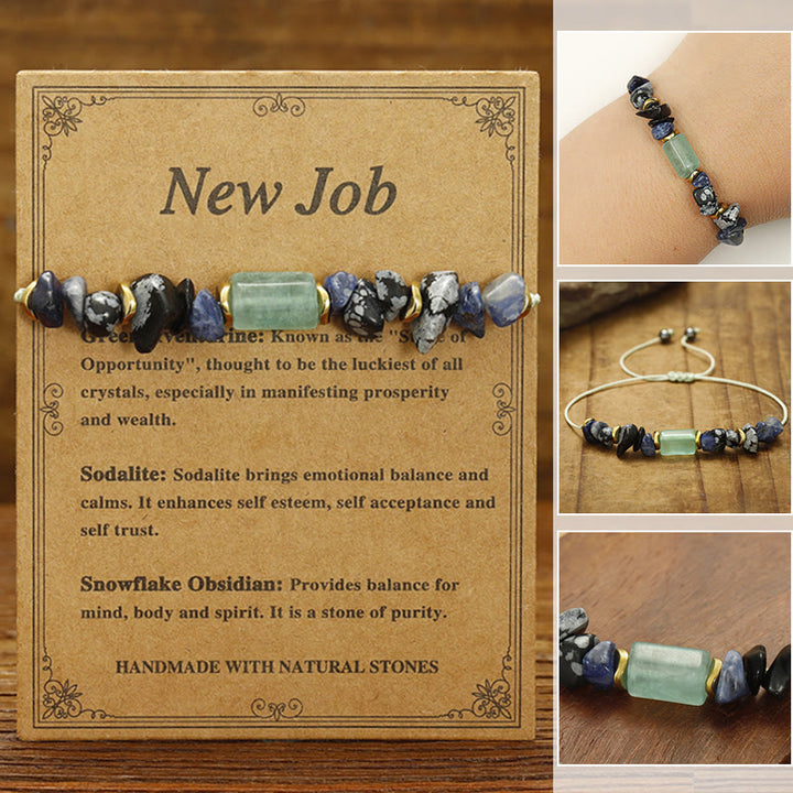 Buddha Stones New Job Green Aventurine Sodalite Snowflake Obsidian Energy Bracelet