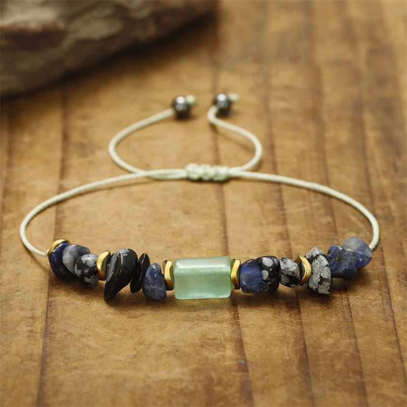 Buddha Stones New Job Green Aventurine Sodalite Snowflake Obsidian Energy Bracelet