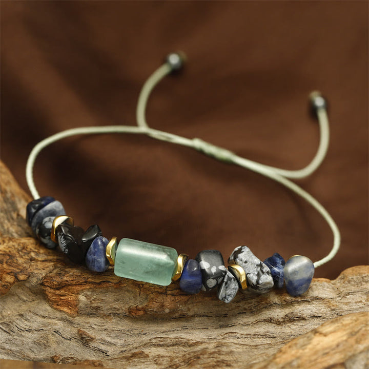Buddha Stones New Job Green Aventurine Sodalite Snowflake Obsidian Energy Bracelet