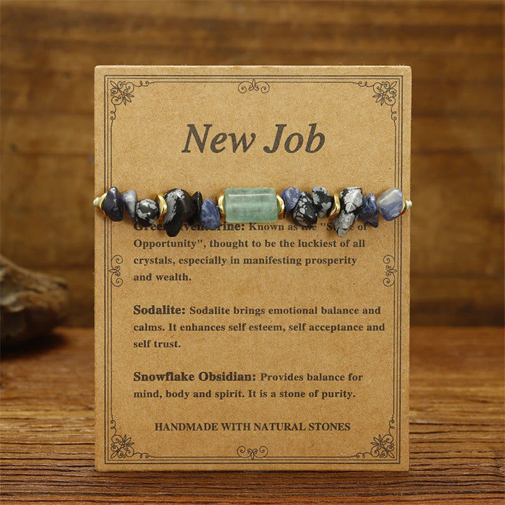 Buddha Stones New Job Green Aventurine Sodalite Snowflake Obsidian Energy Bracelet