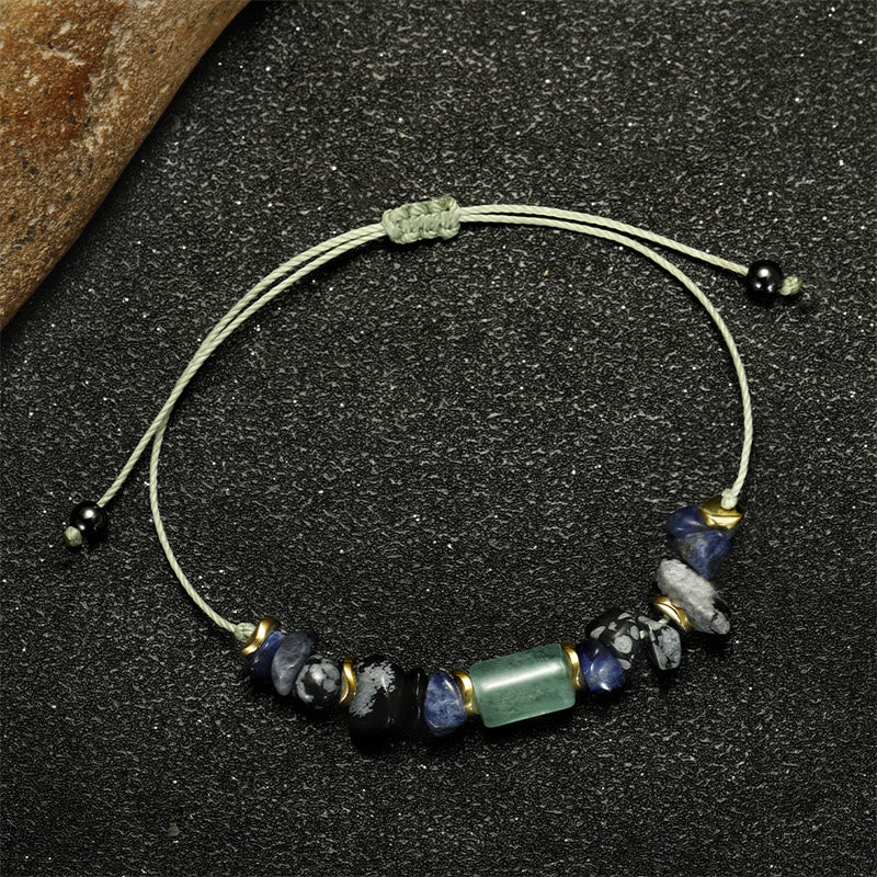 Buddha Stones New Job Green Aventurine Sodalite Snowflake Obsidian Energy Bracelet