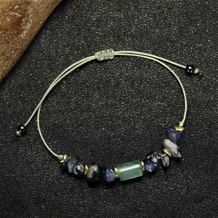 Buddha Stones New Job Green Aventurine Sodalite Snowflake Obsidian Energy Bracelet