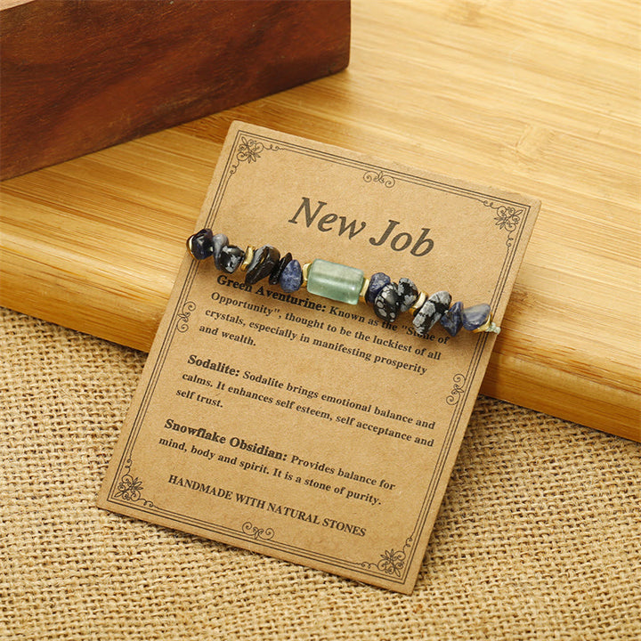 Buddha Stones New Job Green Aventurine Sodalite Snowflake Obsidian Energy Bracelet