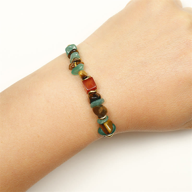 Buddha Stones You Can Do It Green Aventurine Tiger Eye Carnelian Luck Bracelet