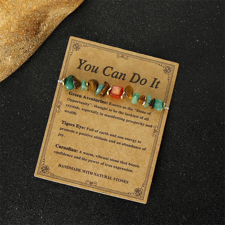 Buddha Stones You Can Do It Green Aventurine Tiger Eye Carnelian Luck Bracelet