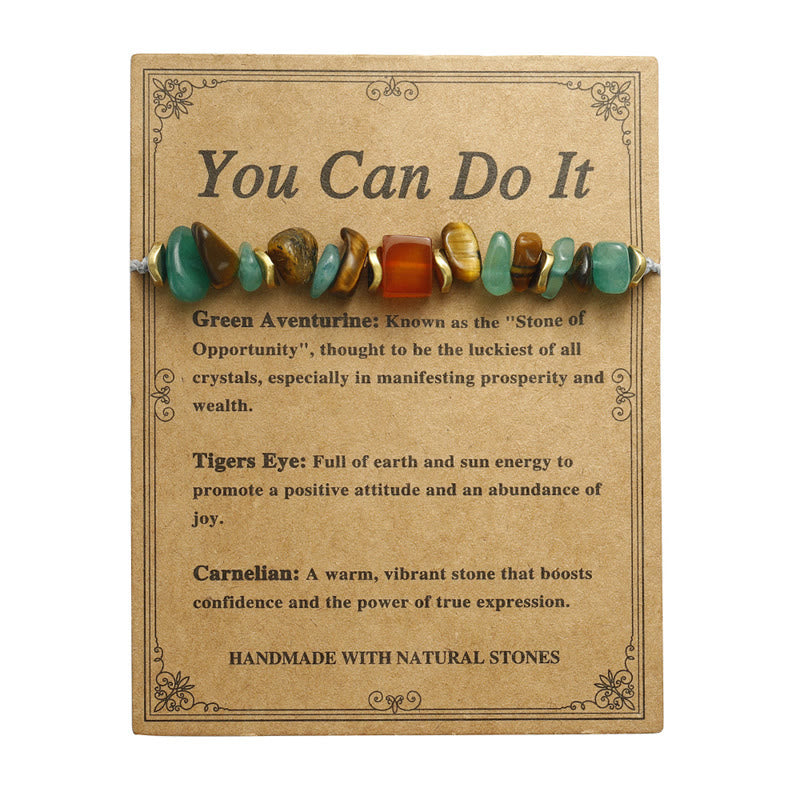 Buddha Stones You Can Do It Green Aventurine Tiger Eye Carnelian Luck Bracelet