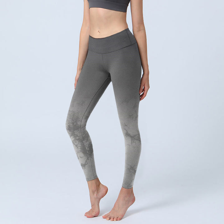 Buddha Stones Gradient Floral Print Exercise Leggings Women's Yoga Pants - Gray - US18,UK/AU22,EU50 (4XL) - image 1