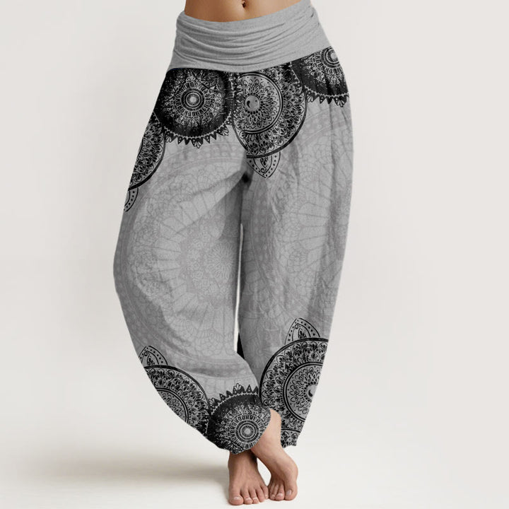 Buddha Stones Circular Mandala Design Women's Elastic Waist Harem Pants - LightGrey - US22,UK/AU26,EU54 (6XL) - image 8