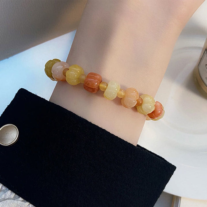 Buddha Stones Golden Silk Jade Pumpkin Beads Wealth Luck Bracelet