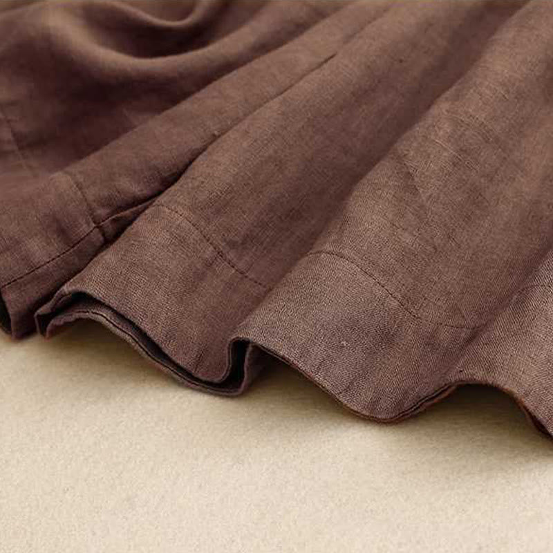 Buddha Stones Summer Casual Solid Color Zipper Button Acrylic Fiber Frog Button Women's Shorts With Pockets