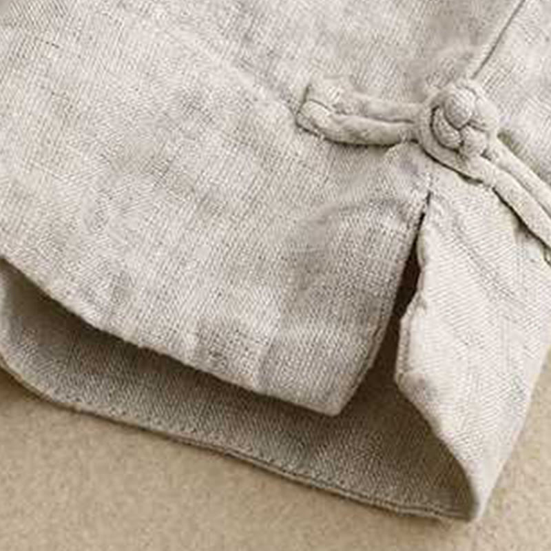 Buddha Stones Summer Casual Solid Color Zipper Button Acrylic Fiber Frog Button Women's Shorts With Pockets