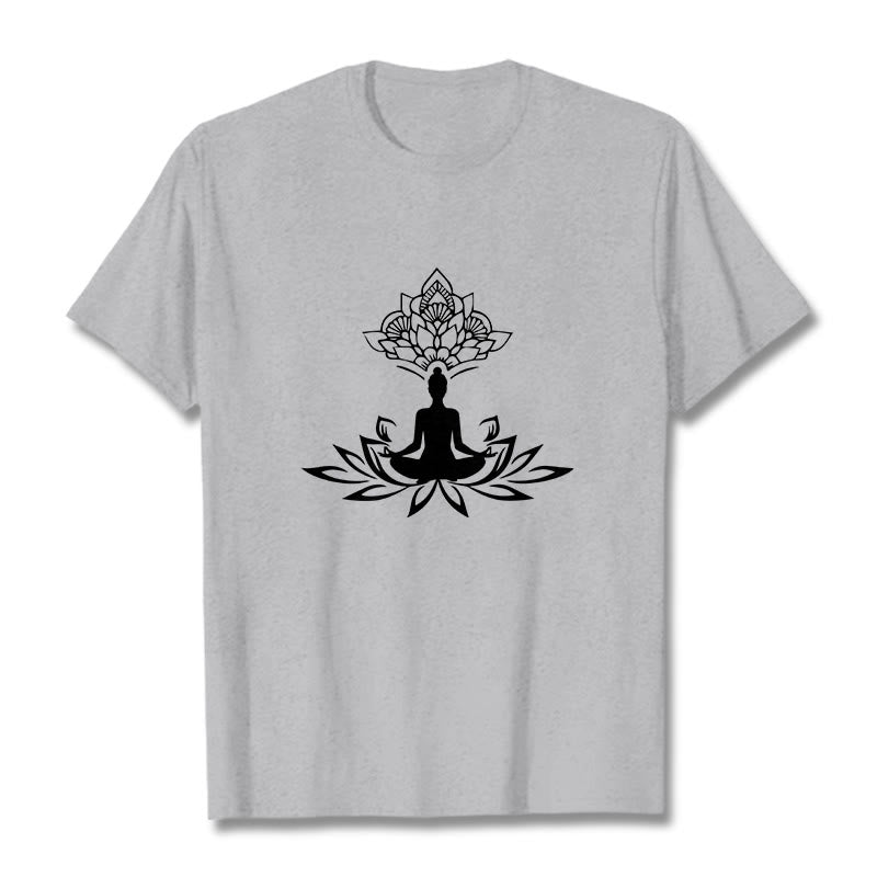 Buddha Stones Lotus Flower Meditation Buddha Tee T-shirt - LightGrey - 2XL - image 20