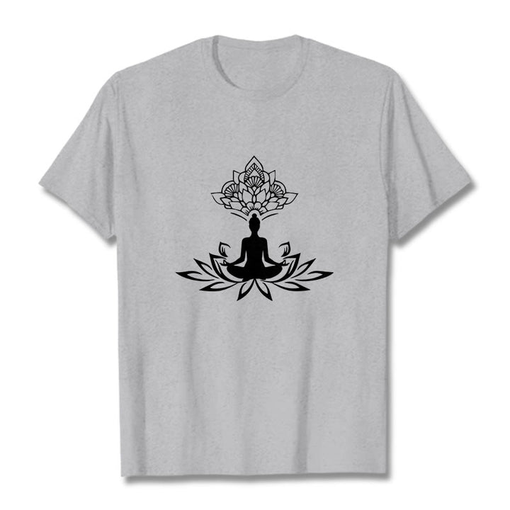 Buddha Stones Lotus Flower Meditation Buddha Tee T-shirt - LightGrey - 2XL - image 20