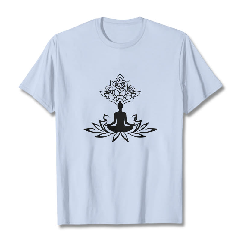 Buddha Stones Lotus Flower Meditation Buddha Tee T-shirt - LightCyan - 2XL - image 19