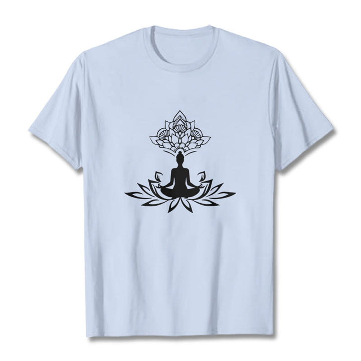 Buddha Stones Lotus Flower Meditation Buddha Tee T-shirt - LightCyan - 2XL - image 19