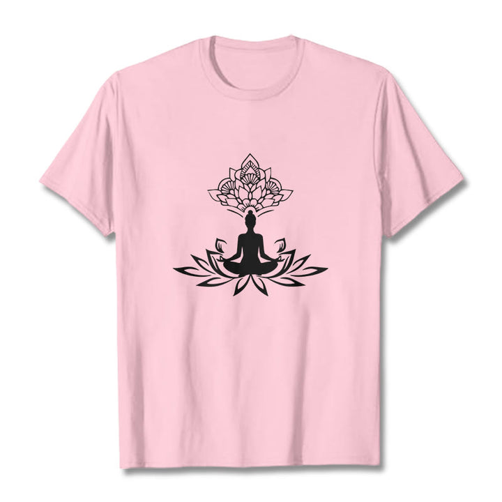 Buddha Stones Lotus Flower Meditation Buddha Tee T-shirt - LightPink - 2XL - image 13