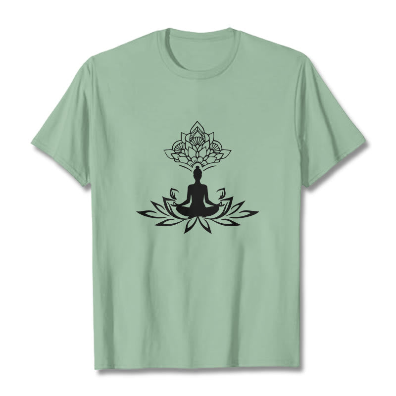 Buddha Stones Lotus Flower Meditation Buddha Tee T-shirt - PaleGreen - 2XL - image 15