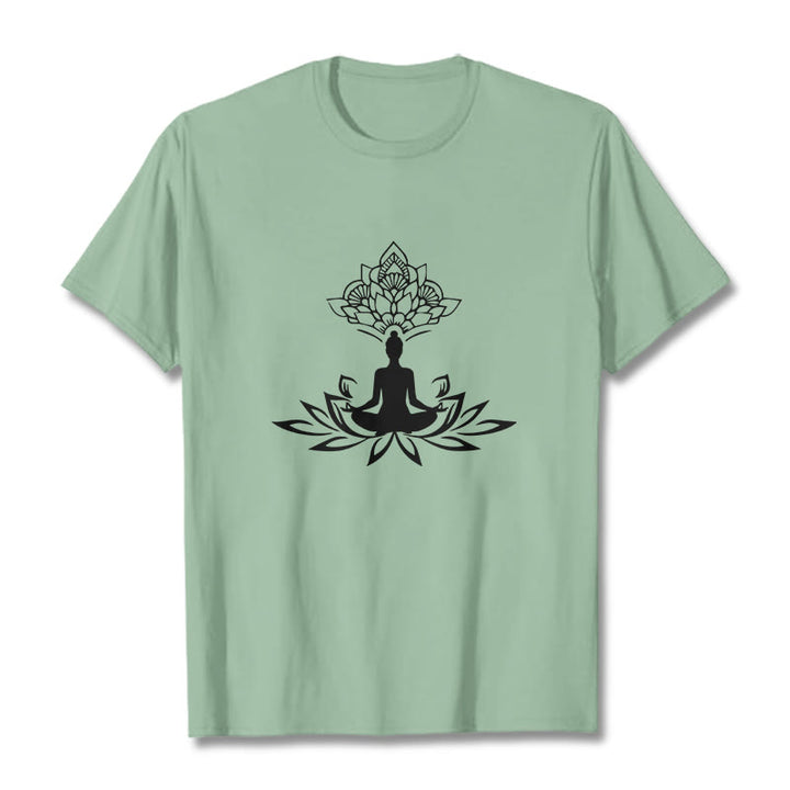 Buddha Stones Lotus Flower Meditation Buddha Tee T-shirt - PaleGreen - 2XL - image 15