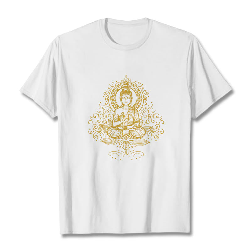 Buddha Stones Lotus Flower Vines Meditation Buddha Tee T-shirt - White - 2XL - image 8