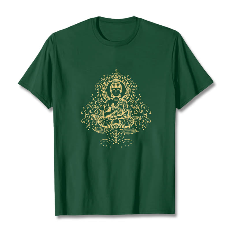 Buddha Stones Lotus Flower Vines Meditation Buddha Tee T-shirt - ForestGreen - 2XL - image 1