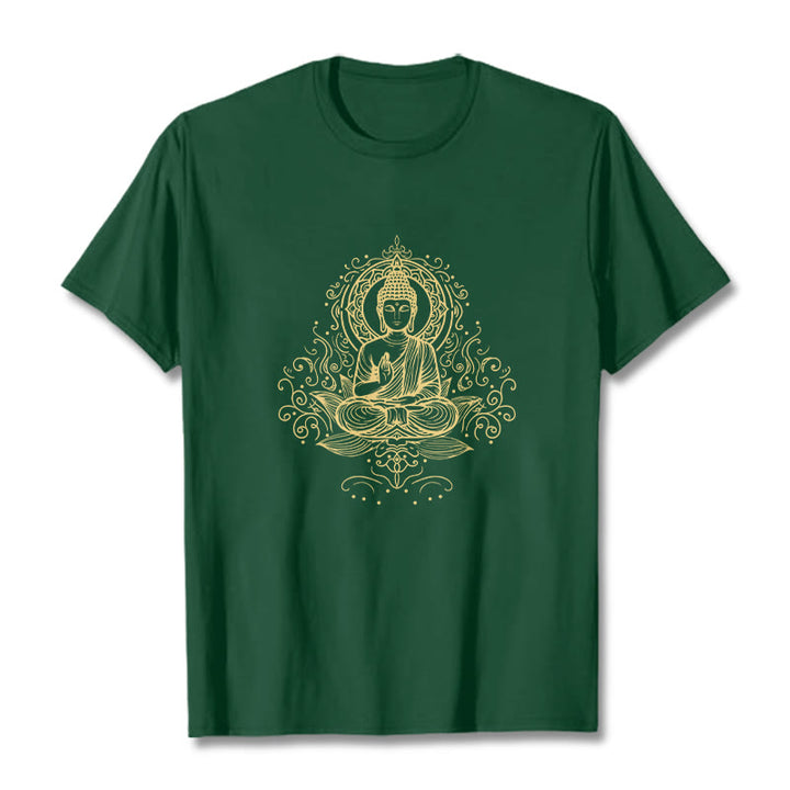 Buddha Stones Lotus Flower Vines Meditation Buddha Tee T-shirt - ForestGreen - 2XL - image 1