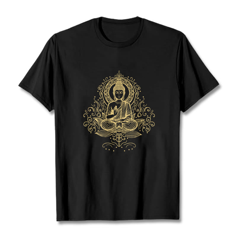 Buddha Stones Lotus Flower Vines Meditation Buddha Tee T-shirt - Black - 2XL - image 4