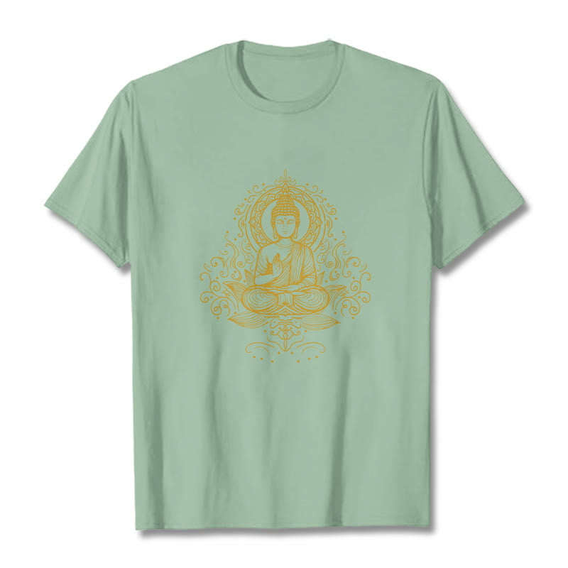 Buddha Stones Lotus Flower Vines Meditation Buddha Tee T-shirt - PaleGreen - 2XL - image 15