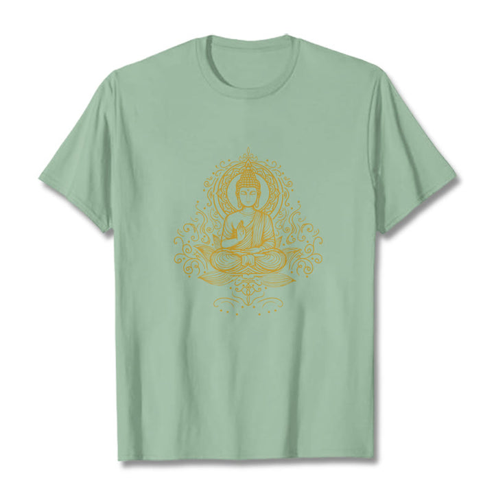 Buddha Stones Lotus Flower Vines Meditation Buddha Tee T-shirt - PaleGreen - 2XL - image 15