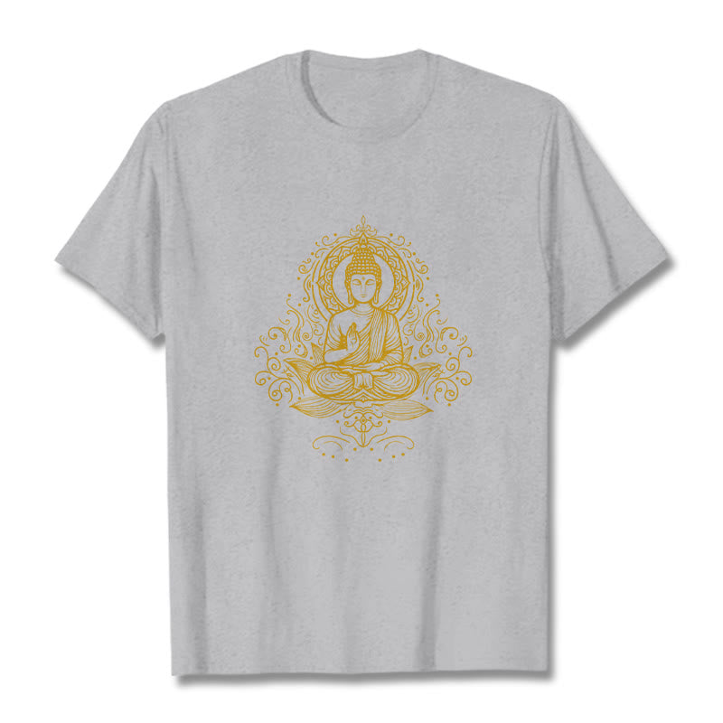 Buddha Stones Lotus Flower Vines Meditation Buddha Tee T-shirt - LightGrey - 2XL - image 20
