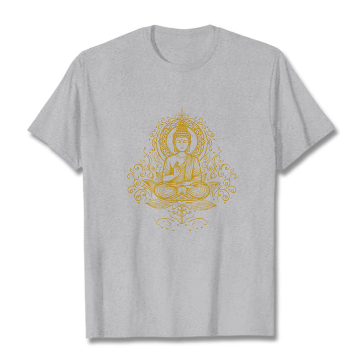 Buddha Stones Lotus Flower Vines Meditation Buddha Tee T-shirt - LightGrey - 2XL - image 20