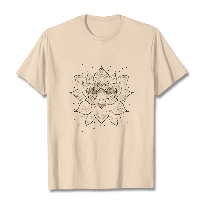 Buddha Stones Golden Lotus Flower Design Tee T-shirt - Bisque - 2XL - image 9
