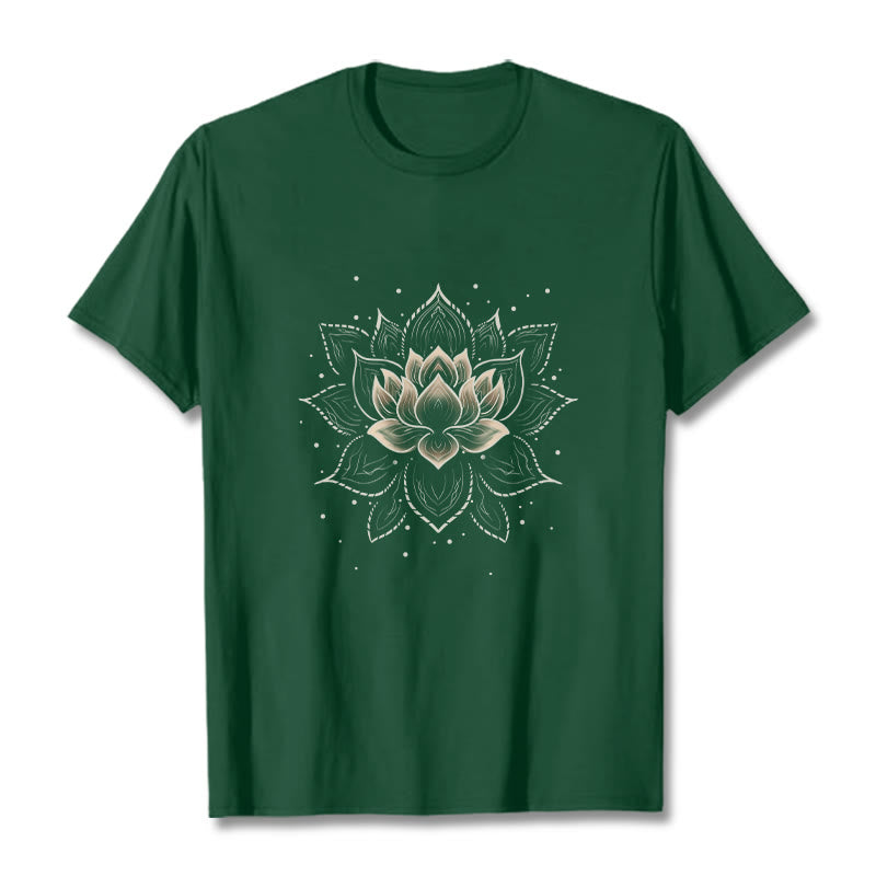 Buddha Stones Golden Lotus Flower Design Tee T-shirt - ForestGreen - 2XL - image 11