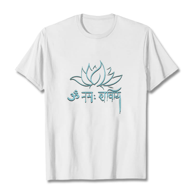 Buddha Stones Lotus Sanskrit Namah Shivaya Tee T-shirt - White - 2XL - image 4
