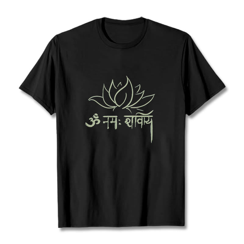 Buddha Stones Lotus Sanskrit Namah Shivaya Tee T-shirt - Black - 2XL - image 7